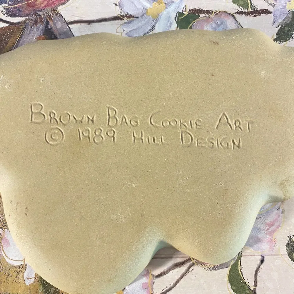 Brown Bag Cookie Art Vintage Santa Mold 1989 Clay Farmhouse Country Decor